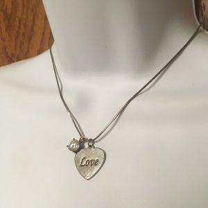 LOVE & Rhinestone Charm Necklace